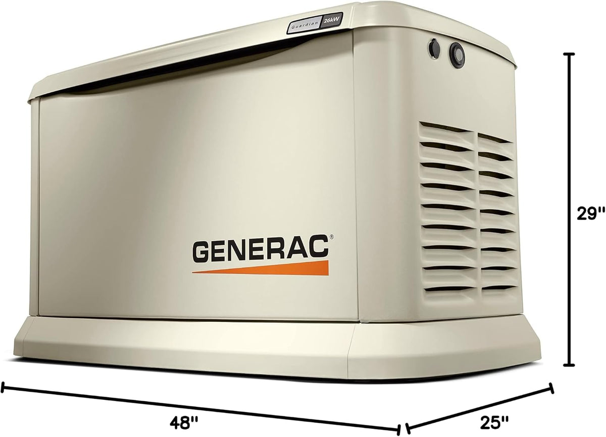 Generac Guardian 26kW Home Generator, Transfer Switch & WiFi Monitoring