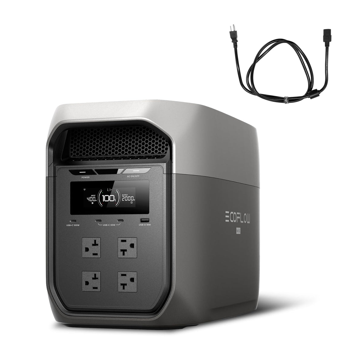EF ECOFLOW DELTA 3 Max Portable Power Station, 2048Wh LFP Battery, 2400W