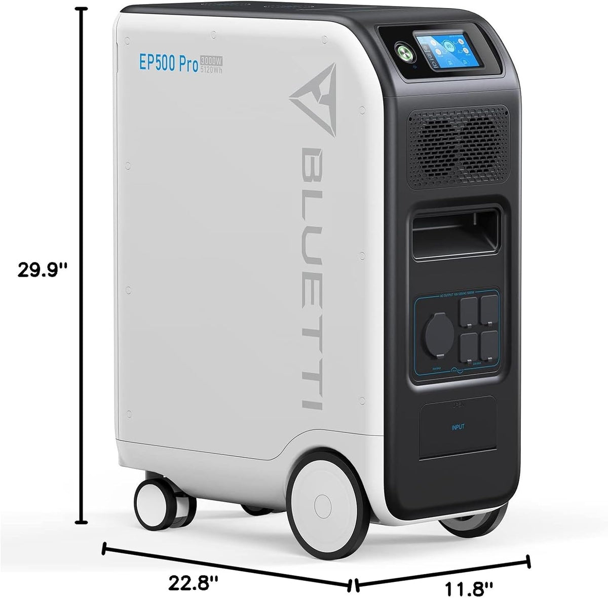 BLUETTI Solar Power Station EP500Pro, 5100Wh LiFePO4 Battery Backup w/ 5 3000W AC Outlets (6000W Surge), UPS Backup, 2400W MPPT Solar, Generator for Home Use, White, 22.8 x 11.8 x 29.9 inches
