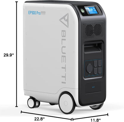 BLUETTI Solar Power Station EP500Pro, 5100Wh LiFePO4 Battery Backup w/ 5 3000W AC Outlets (6000W Surge), UPS Backup, 2400W MPPT Solar, Generator for Home Use, White, 22.8 x 11.8 x 29.9 inches