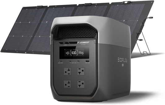 EF ECOFLOW DELTA 3 MAX Portable Power Station with 220W Solar Panel, 2048Wh