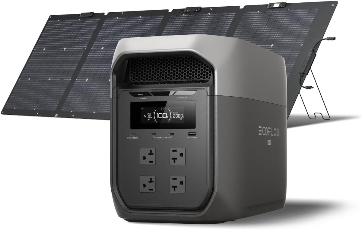 EF ECOFLOW DELTA 3 MAX Portable Power Station with 220W Solar Panel, 2048Wh
