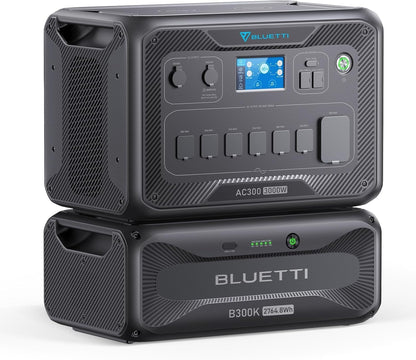 BLUETTI AC300 Portable Power Station & B300K Expansion Battery, 2764.8Wh LiFePO4 Solar Generator w/ 7 3000W AC Outlets (6000W Peak), Work with Alexa, Modular Home Battery Backup for Emergency