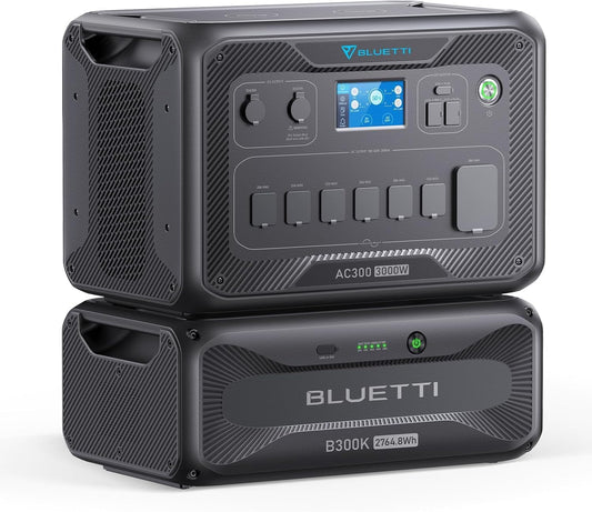 BLUETTI AC300 Portable Power Station & B300K Expansion Battery, 2764.8Wh LiFePO4 Solar Generator w/ 7 3000W AC Outlets (6000W Peak), Work with Alexa, Modular Home Battery Backup for Emergency