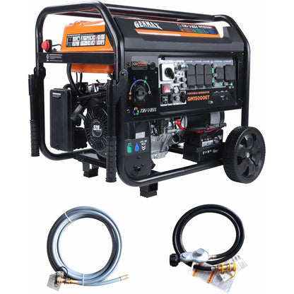 GENMAX Tri Fuel Generator,10500-Watt 458cc Tri Fuel Gasoline Propane Natural Gas Portable 50A Generator with Remote Start,Ideal for Home backup power.