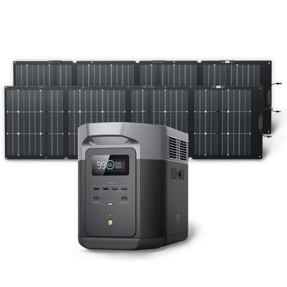 EF ECOFLOW DELTA 3 MAX Portable Power Station with 220W Solar Panel, 2048Wh
