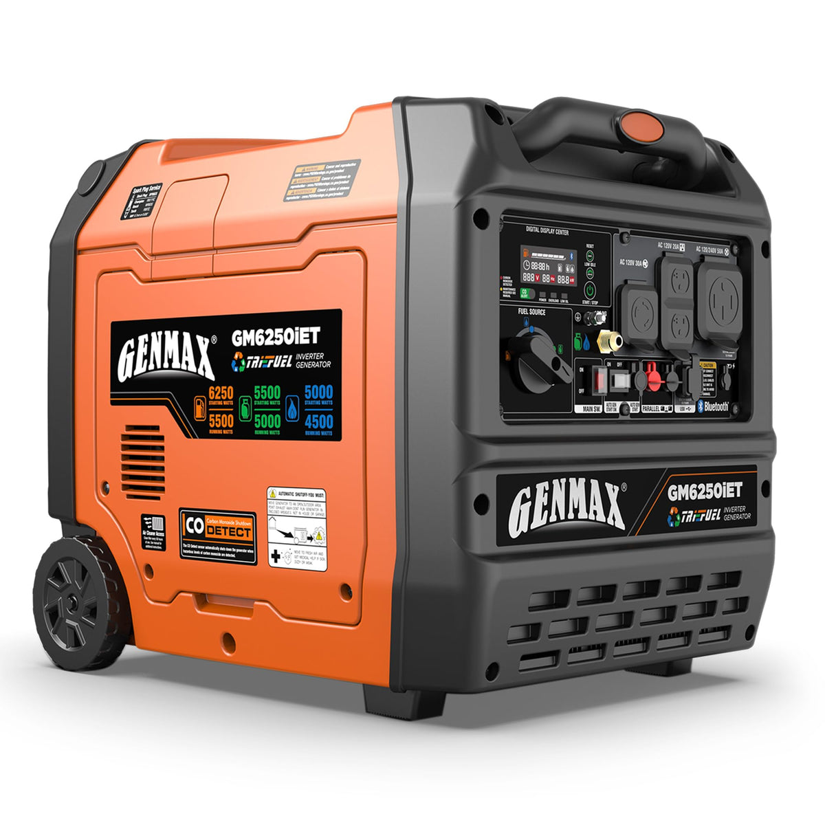 GENMAX Portable Generator, 9000W Super QuietDual Fuel Portable Engine with Parallel Capability, Remote/Electric Start, Ideal for Home backup power.EPA Compliant (GM9000iED)