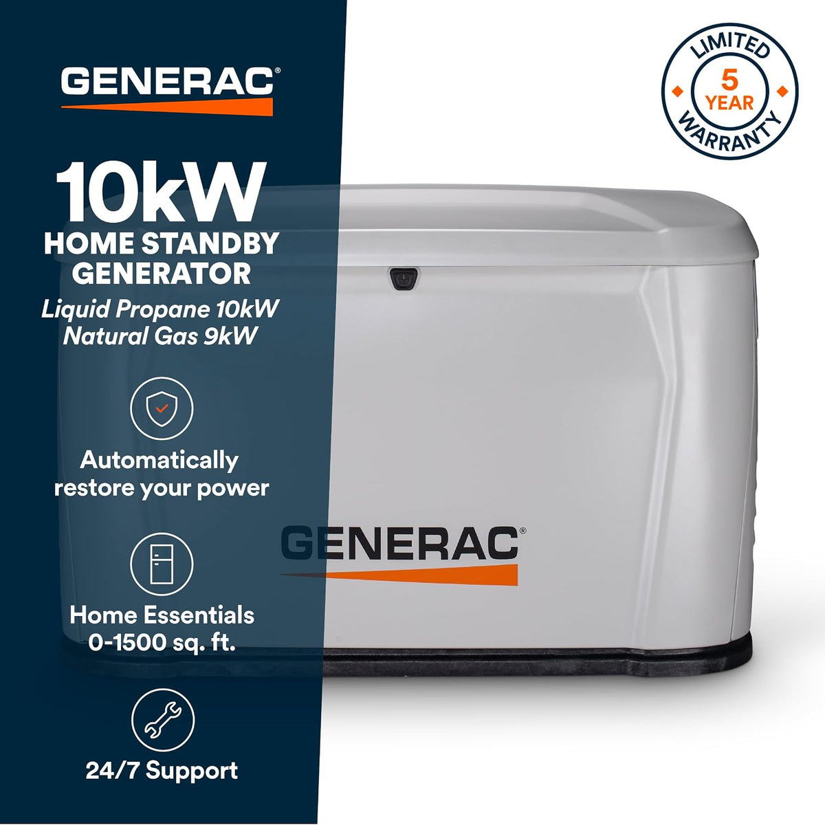 Generac 10kW Whole Home Generator, Transfer Switch & Cellular Capability