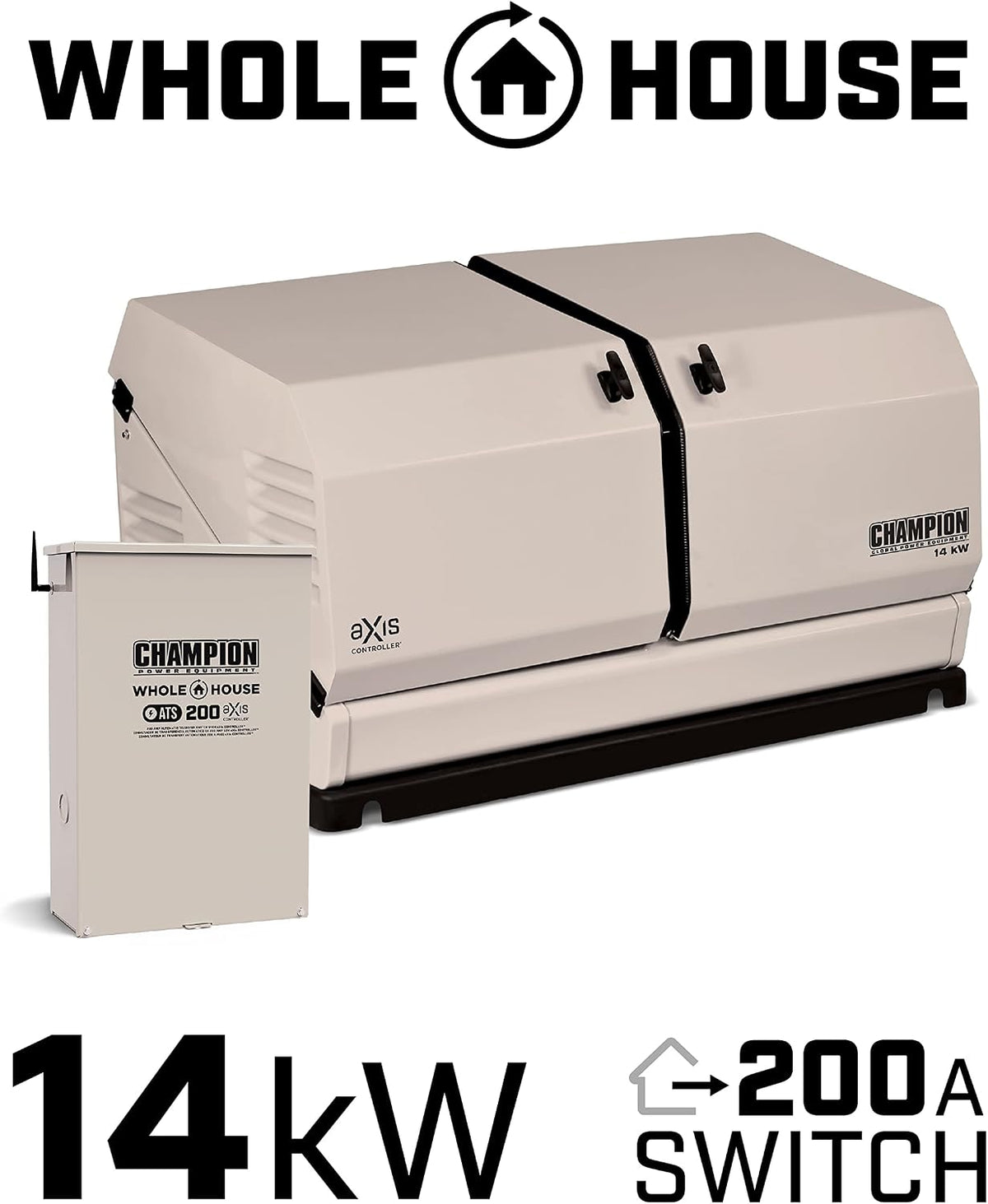 Champion Power Equipment 100837 14kW Home Standby Generator System, 200-Amp aXis Automatic Transfer Switch