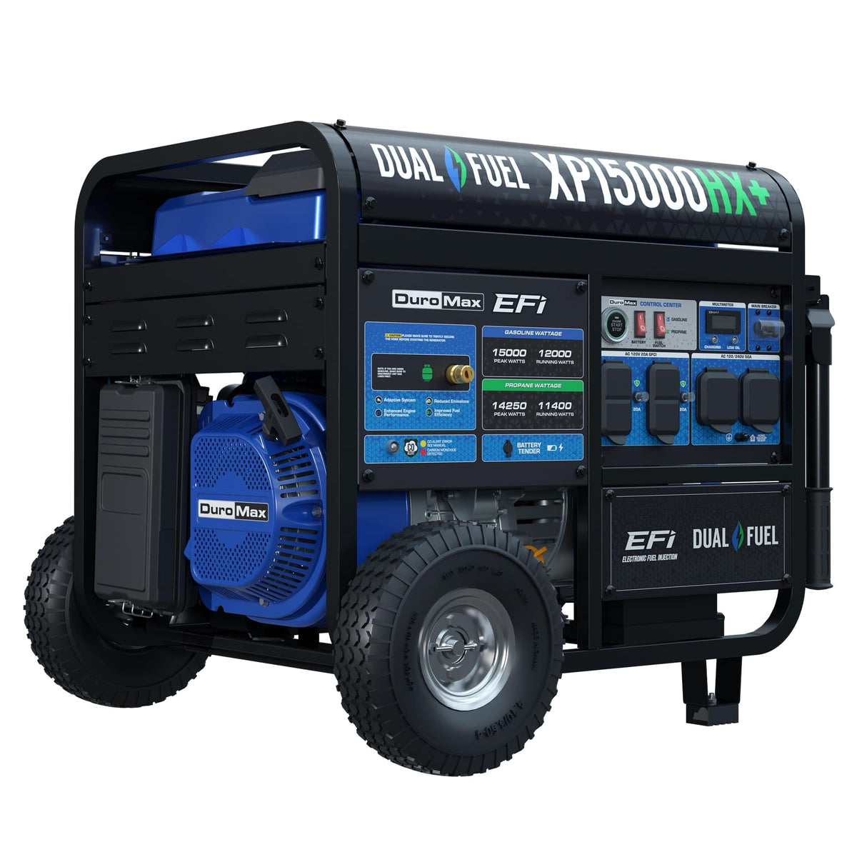 DuroMax XP15000HX 15,000-Watt Dual Fuel Portable Generator - Gas & Propane, Remote Electric Start, Whole Home Power Backup, Transfer Switch Ready, RV & Emergency Ready