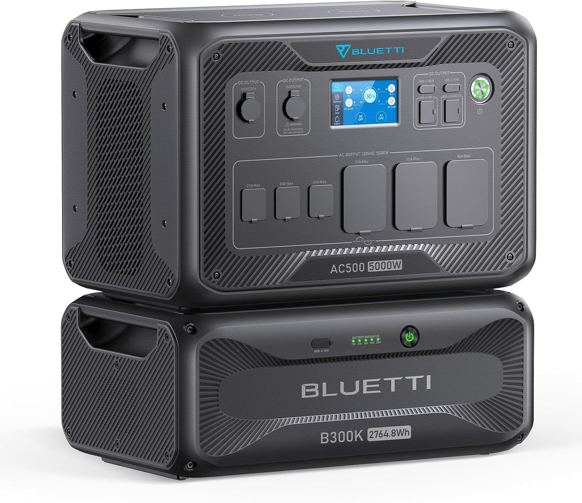 BLUETTI AC500 Portable Power Station & B300K Expansion Battery, 2764.8Wh LiFePO4 Solar Generator w/ 6 5000W AC Outlets (10KW Peak), 50A NEMA 14-50R, Modular Power System for Home Use, Emergency