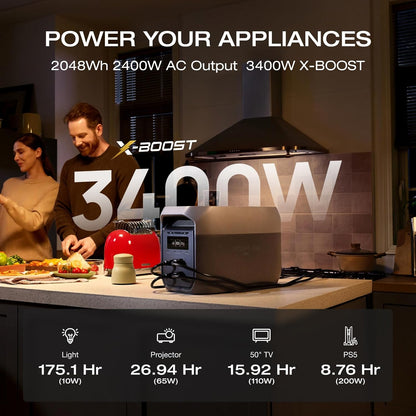 EF ECOFLOW DELTA 3 MAX Portable Power Station with 220W Solar Panel, 2048Wh