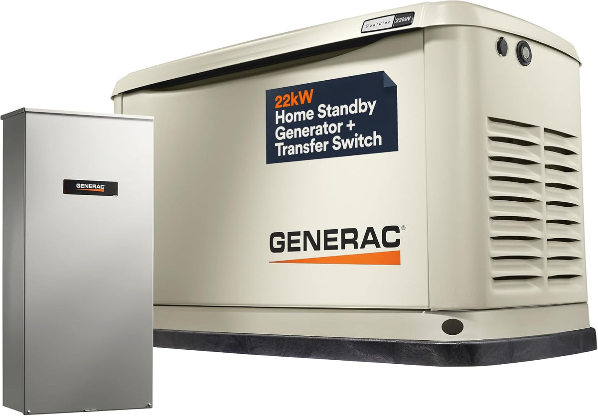 Generac Guardian 22kW Home Generator, Transfer Switch & WiFi Monitoring