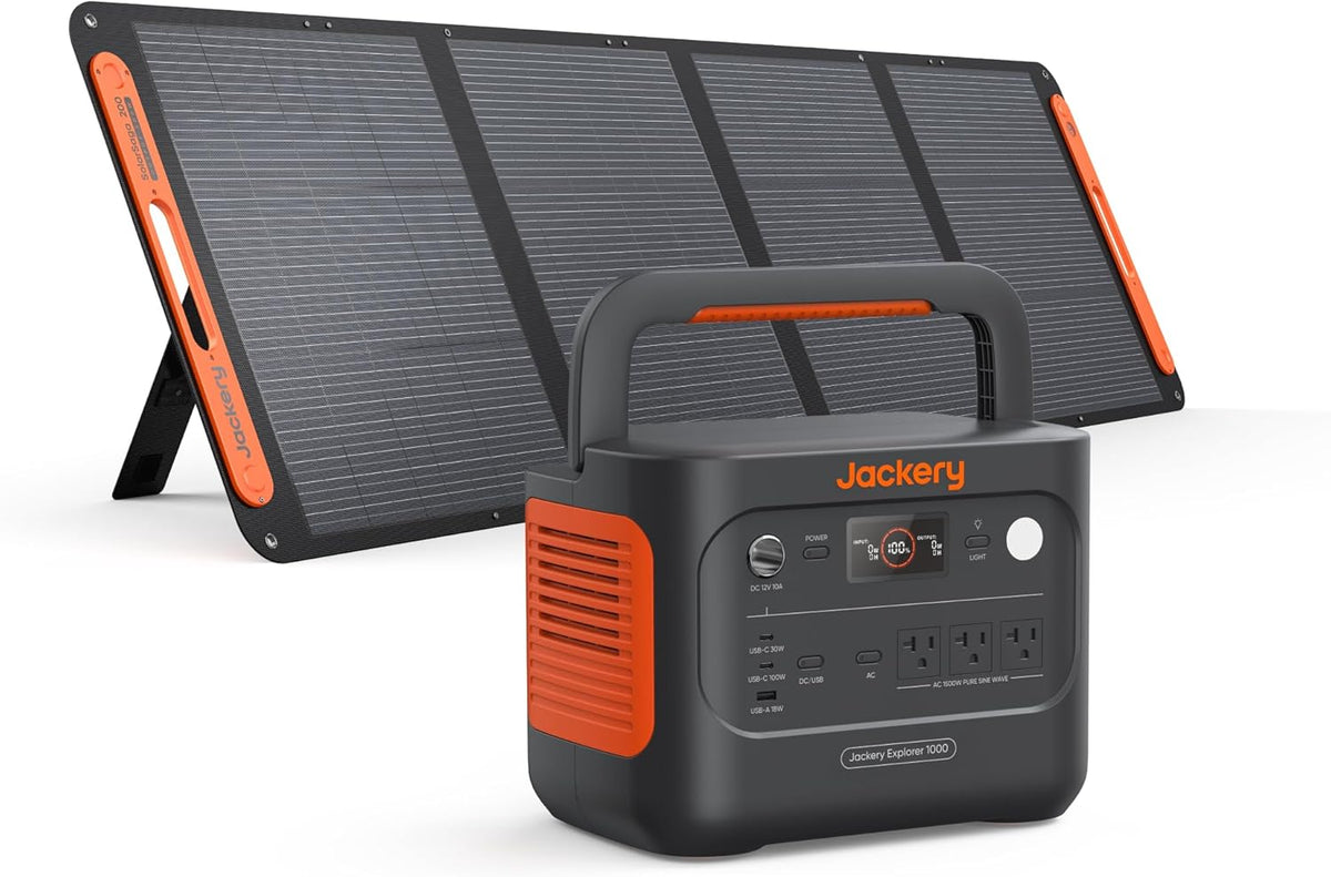 Jackery Solar Generator 1000 v2 and 200W Solar Panel,1070Wh,1500W AC