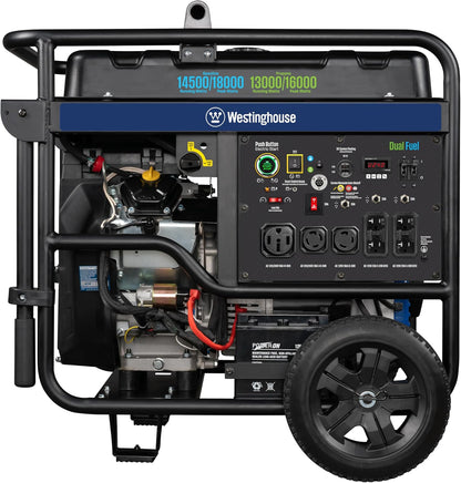 Westinghouse 18000 Peak Watt Dual Fuel Home Backup Portable Generator, Remote Electric Start, Transfer Switch Ready, Gas & Propane Powered, CO Sensor