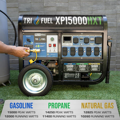 DuroMax XP15000HXT 15,000 Watt Tri Fuel Portable Home Power Backup HXT Generator w/CO Alert