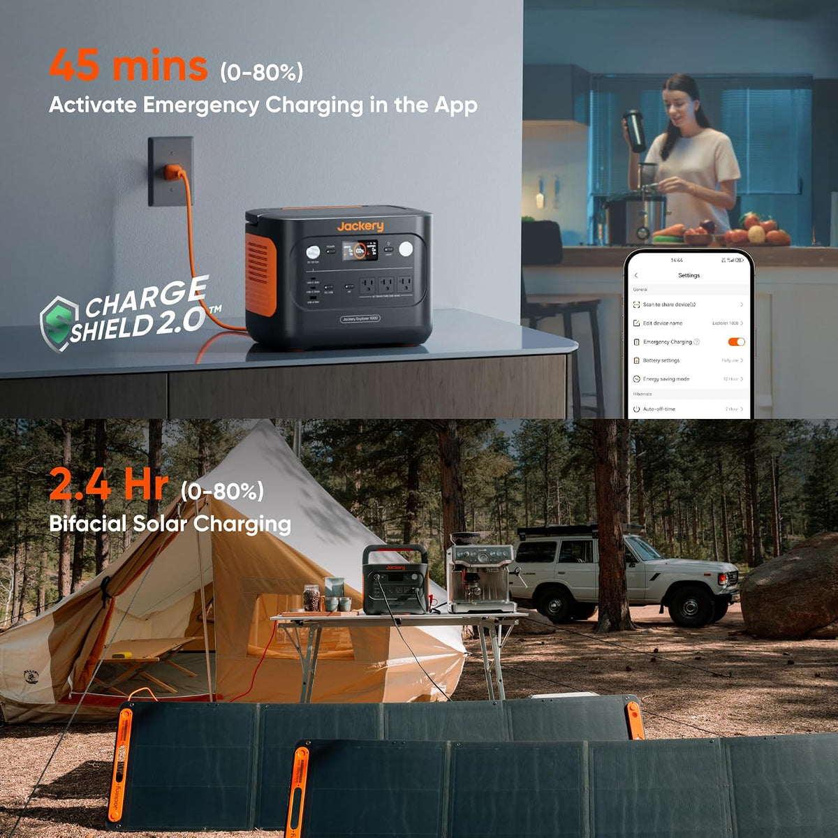 Jackery Solar Generator 1000 v2 and 200W Solar Panel,1070Wh,1500W AC