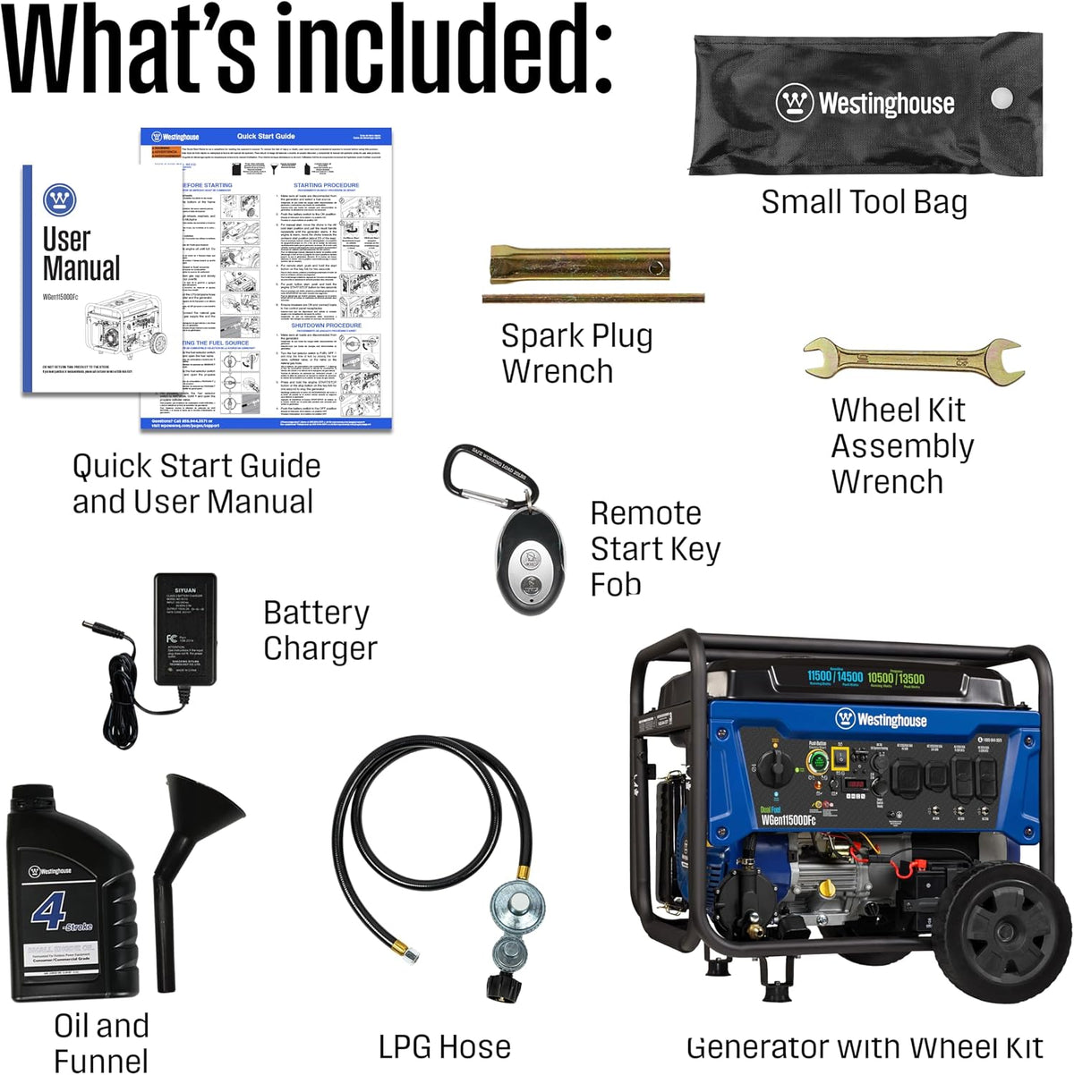 Westinghouse 14500 Peak Watt Dual Fuel Home Backup Portable Generator, Remote Electric Start, Transfer Switch Ready, Gas and Propane Powered