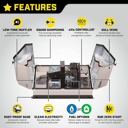Champion Power Equipment 100837 14kW Home Standby Generator System, 200-Amp aXis Automatic Transfer Switch