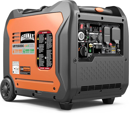 GENMAX Portable Inverter Generator, 7250W Super Quiet Dual Fuel Portable Engine with Remote/Electric Start, Ideal for Home backup power.EPA &CARB Compliant (GM7250iEDC)