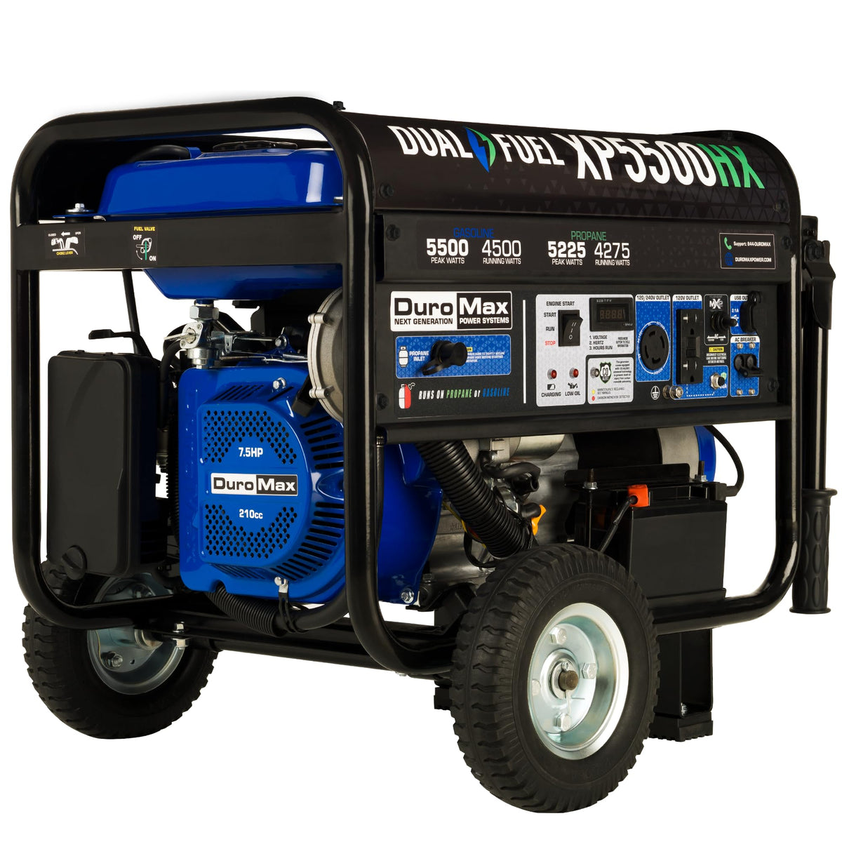 DuroMax XP13000HX 13,000-Watt Dual Fuel Portable Generator - Gas & Propane, Electric Start, Whole Home Power Backup, Transfer Switch Ready, RV & Emergency Ready