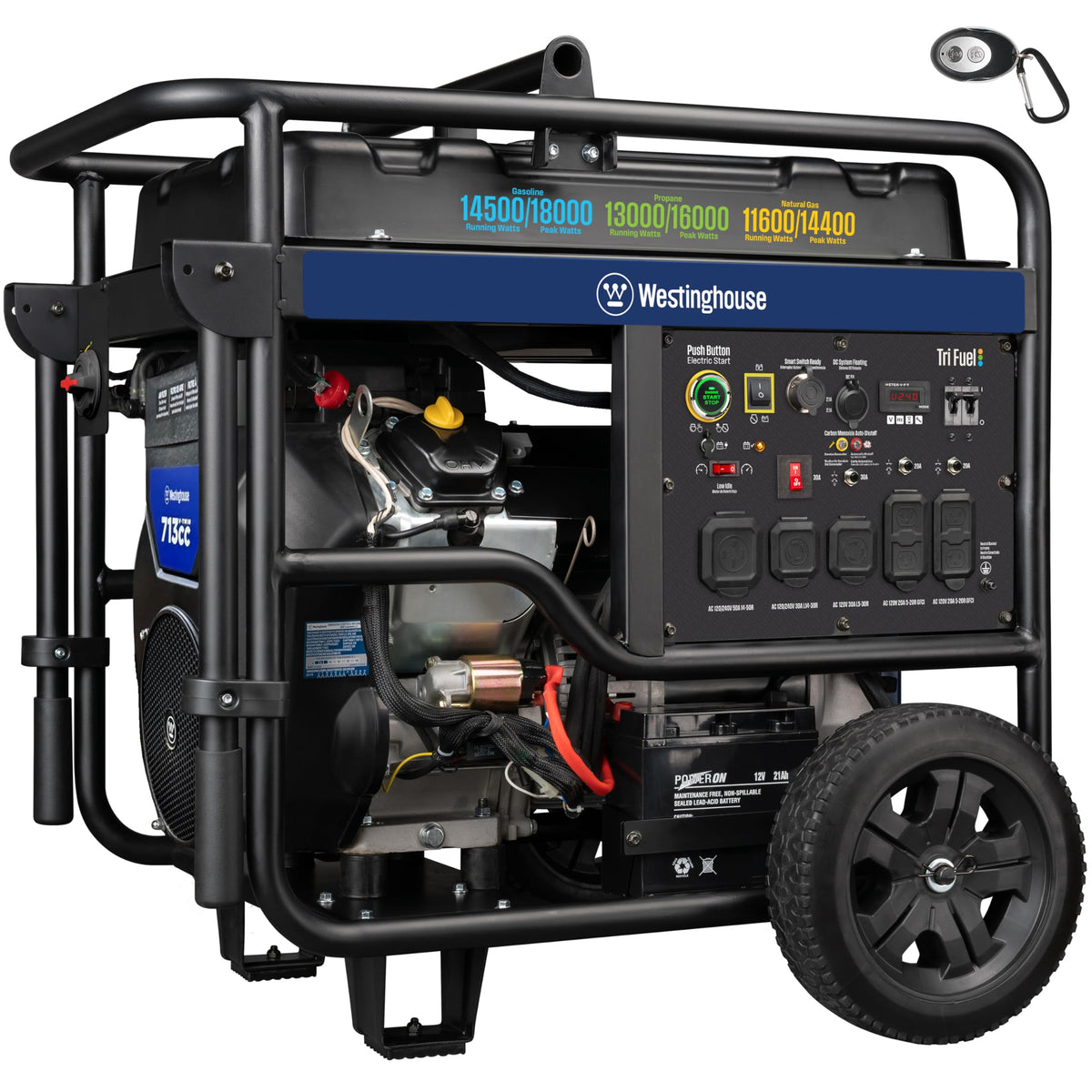Westinghouse 18000 Peak Watt Dual Fuel Home Backup Portable Generator, Remote Electric Start, Transfer Switch Ready, Gas & Propane Powered, CO Sensor