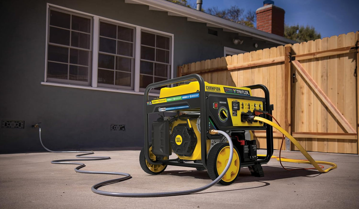 Champion 12,500-Watt Electric Start Tri Fuel Home Backup Portable Generator