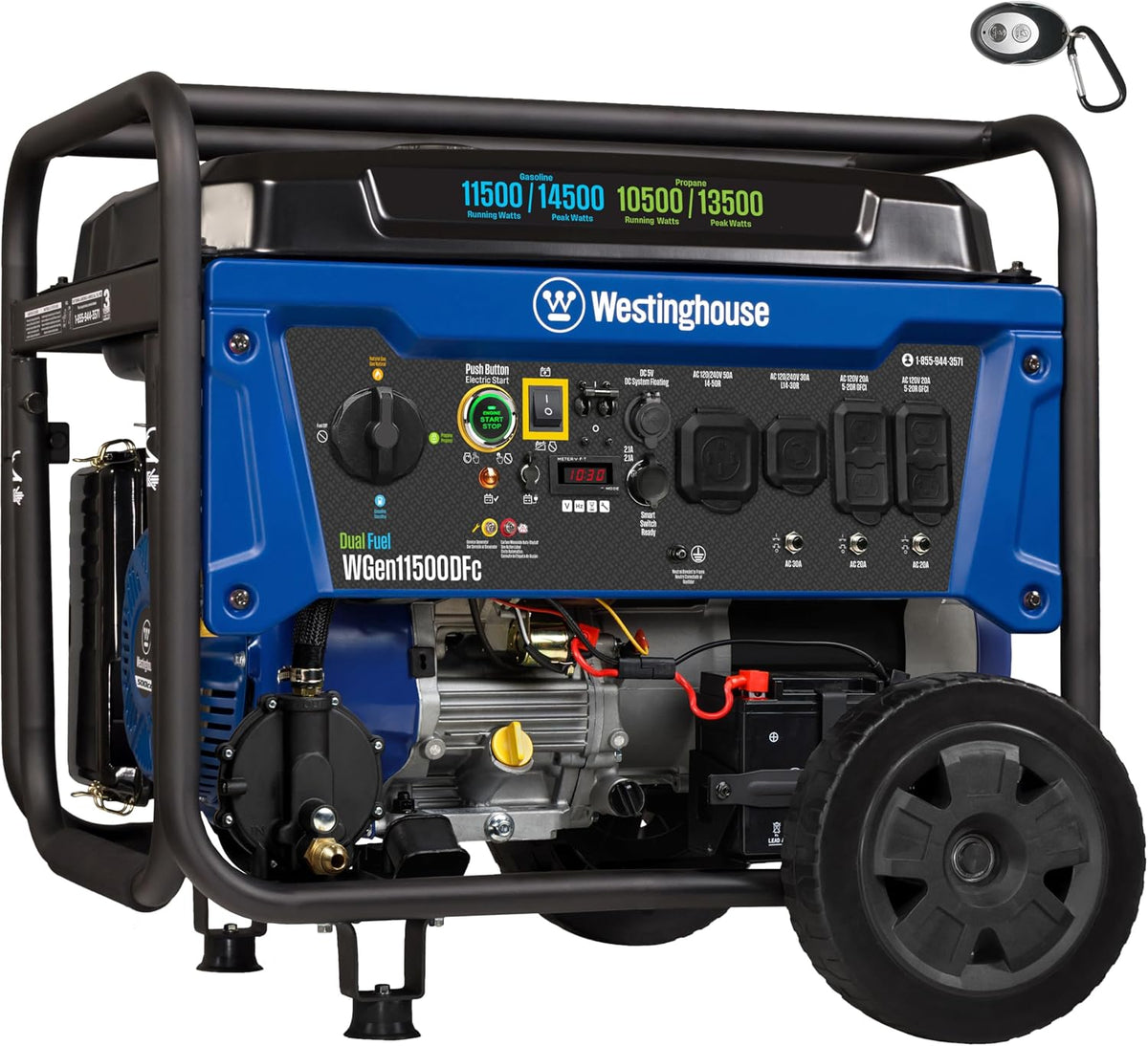 Westinghouse 14500 Peak Watt Dual Fuel Home Backup Portable Generator, Remote Electric Start, Transfer Switch Ready, Gas and Propane Powered