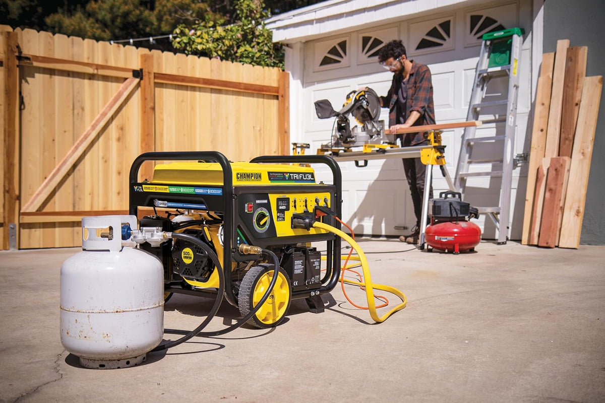 Champion 12,500-Watt Electric Start Tri Fuel Home Backup Portable Generator