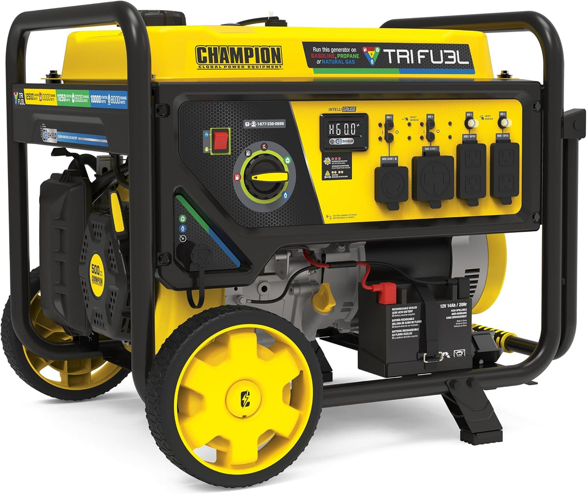 Champion 12,500-Watt Electric Start Tri Fuel Home Backup Portable Generator