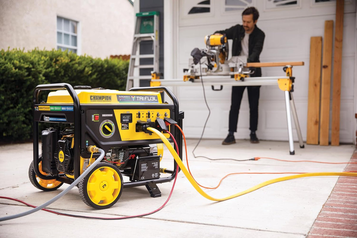 Champion 12,500-Watt Electric Start Tri Fuel Home Backup Portable Generator
