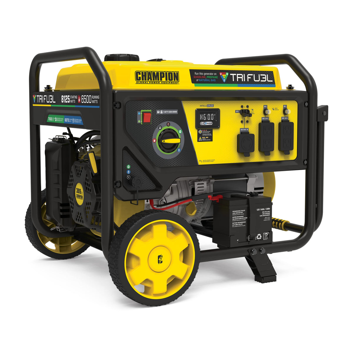 Champion 12,500-Watt Electric Start Tri Fuel Home Backup Portable Generator