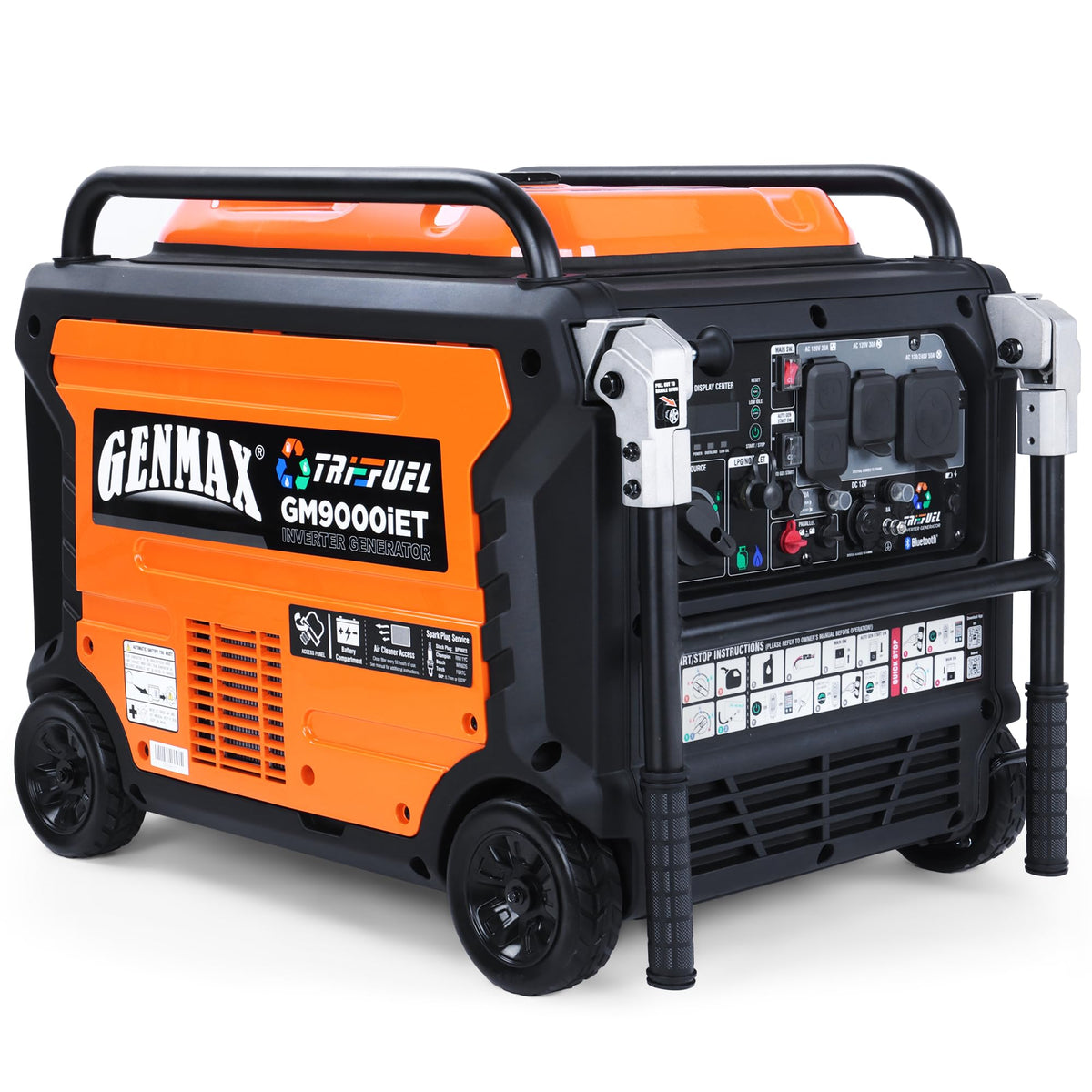 GENMAX Portable Generator, 9000W Super QuietDual Fuel Portable Engine with Parallel Capability, Remote/Electric Start, Ideal for Home backup power.EPA Compliant (GM9000iED)