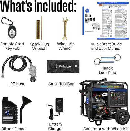 Westinghouse 18000 Peak Watt Tri-Fuel Home Backup Portable Generator, Remote Electric Start, Transfer Switch Ready, Gas, Propane, and Natural Gas Powered, CO Sensor