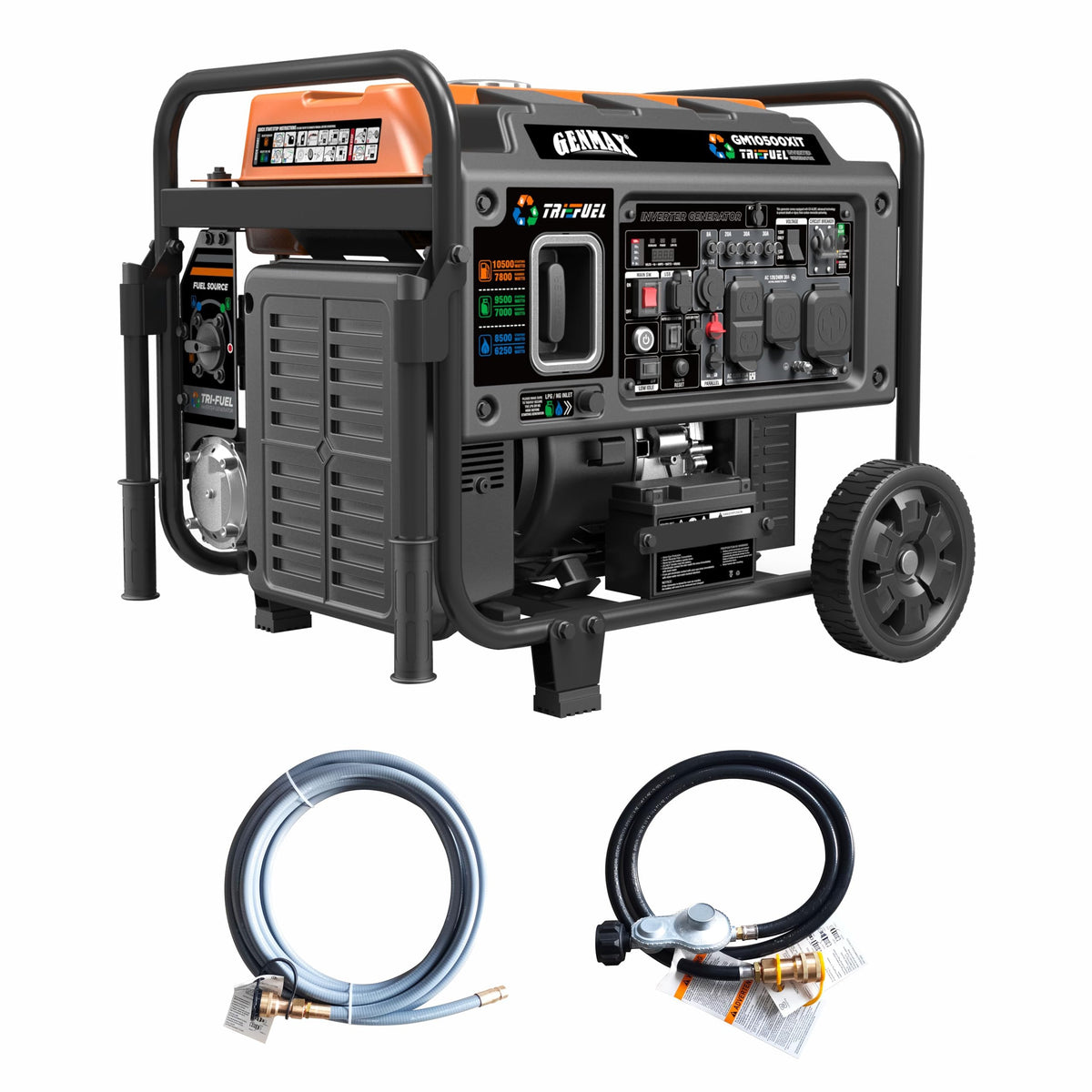 GENMAX Portable Generator, 9000W Super QuietDual Fuel Portable Engine with Parallel Capability, Remote/Electric Start, Ideal for Home backup power.EPA Compliant (GM9000iED)