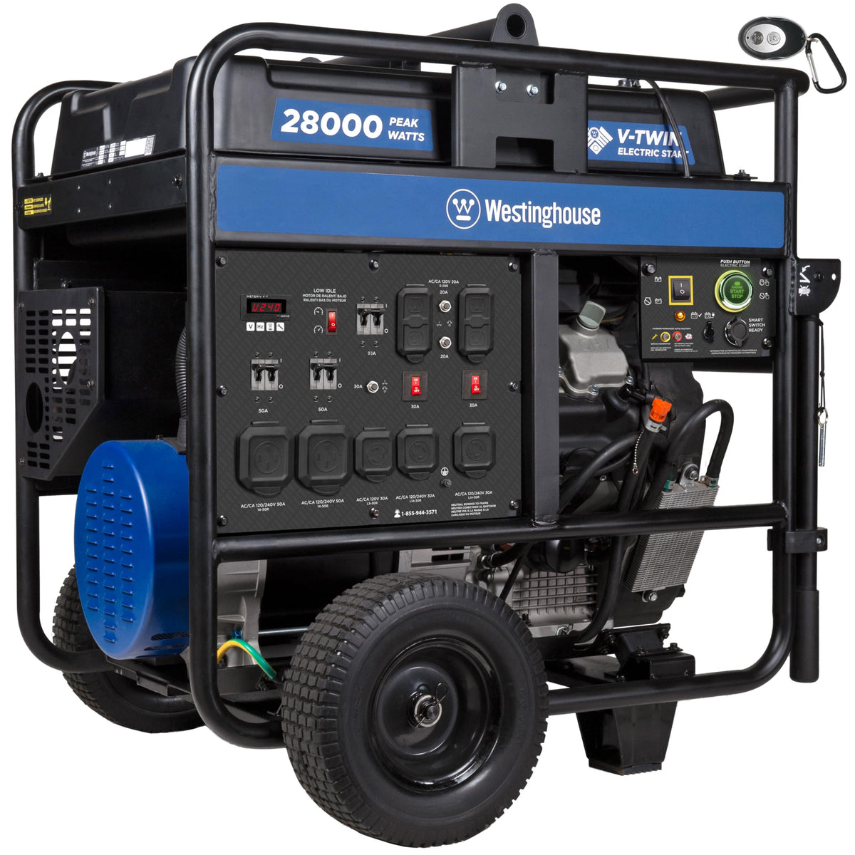 Westinghouse 28000 Peak Watt Tri-Fuel Home Backup Portable Generator, Remote Electric Start, Transfer Switch Ready, Gas, Propane, and Natural Gas Powered