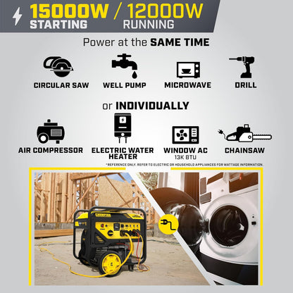 Champion 15,000-Watt Electric Start Portable Generator