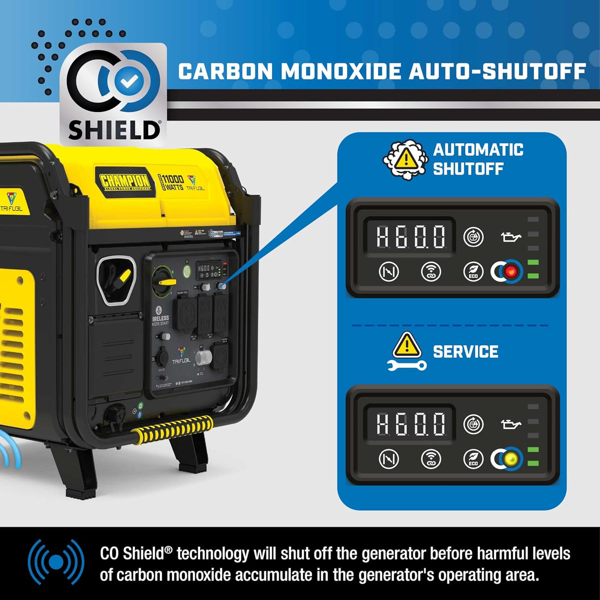Champion 11,000-Watt Remote Start Tri Fuel Portable Inverter Generator