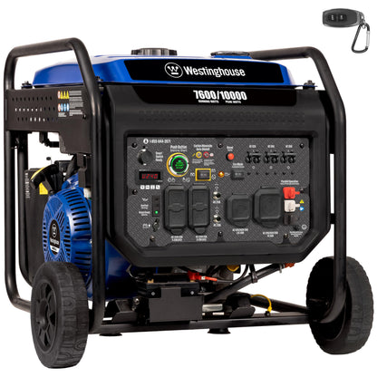 Westinghouse 12000 Peak Watt Dual Fuel Portable Inverter Generator, Remote Electric Start, Transfer Switch Ready, Gas and Propane Powered, Low THD - Safe for Electronics, Parallel Capable, CO Sensor