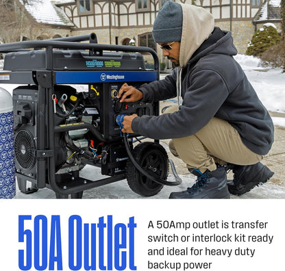 Westinghouse 18000 Peak Watt Dual Fuel Home Backup Portable Generator, Remote Electric Start, Transfer Switch Ready, Gas & Propane Powered, CO Sensor