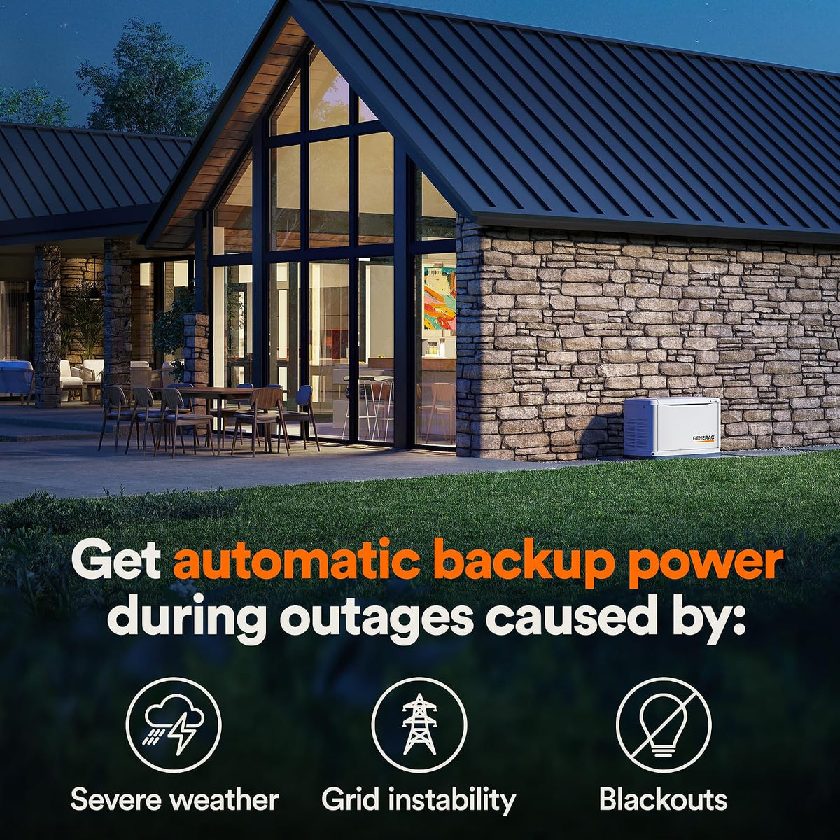 Generac Guardian 22kW Home Generator, Transfer Switch & WiFi Monitoring