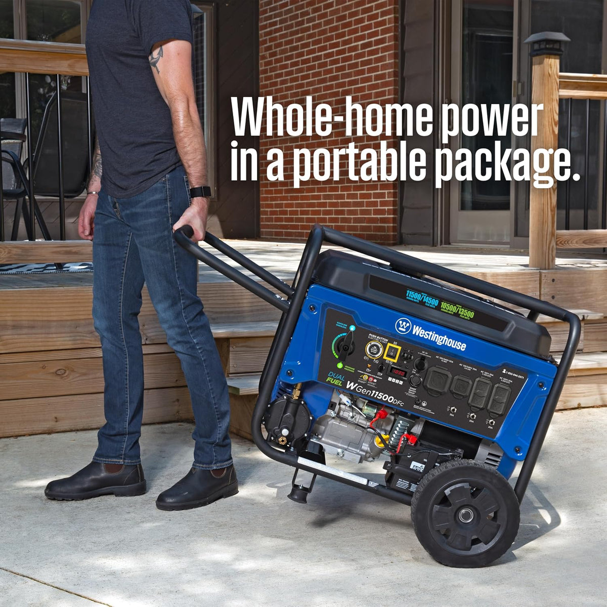 Westinghouse 14500 Peak Watt Dual Fuel Home Backup Portable Generator, Remote Electric Start, Transfer Switch Ready, Gas and Propane Powered